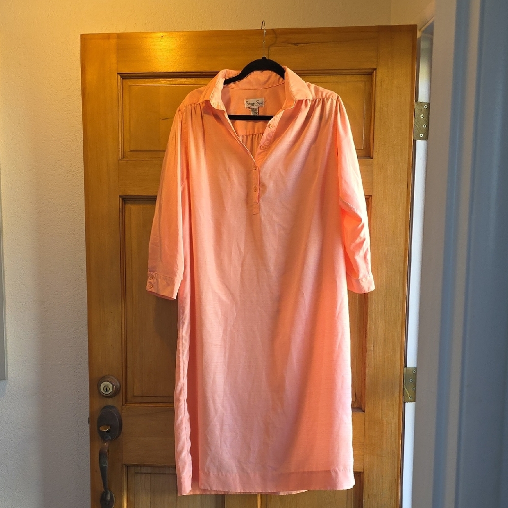 Schrader Sport Vintage 70's Peach Button-Up Dress Size Largr
